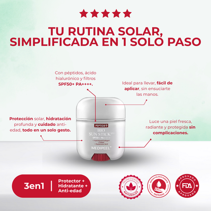 SÓLO HOY 1+1 GRATIS| Bio Sun Stick™ - Protector Solar SPF 50+ con Péptidos