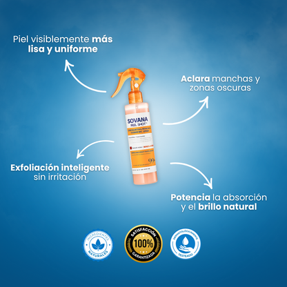 Sovana Peel Shot - Exfoliante corporal en spray de cúrcuma